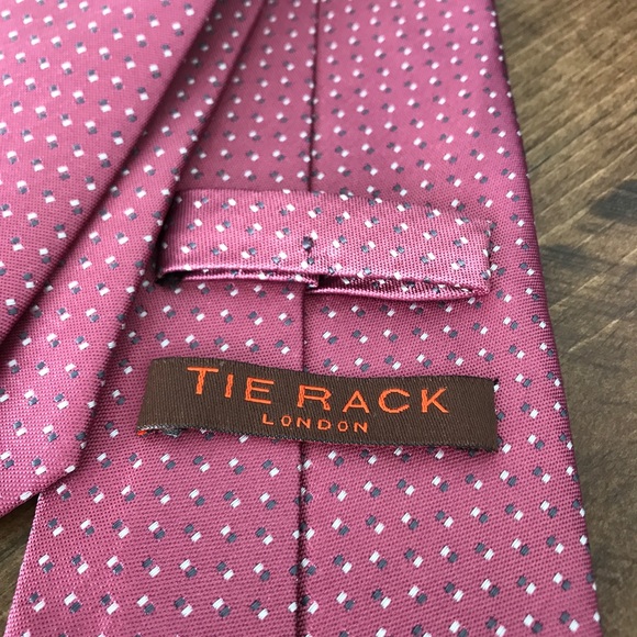 TIE RACK Geometric Pink Silk Tie - Picture 3 of 5